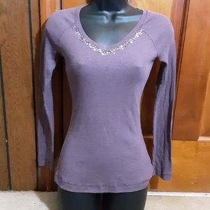 Purple bohemian long-sleeved shirt.